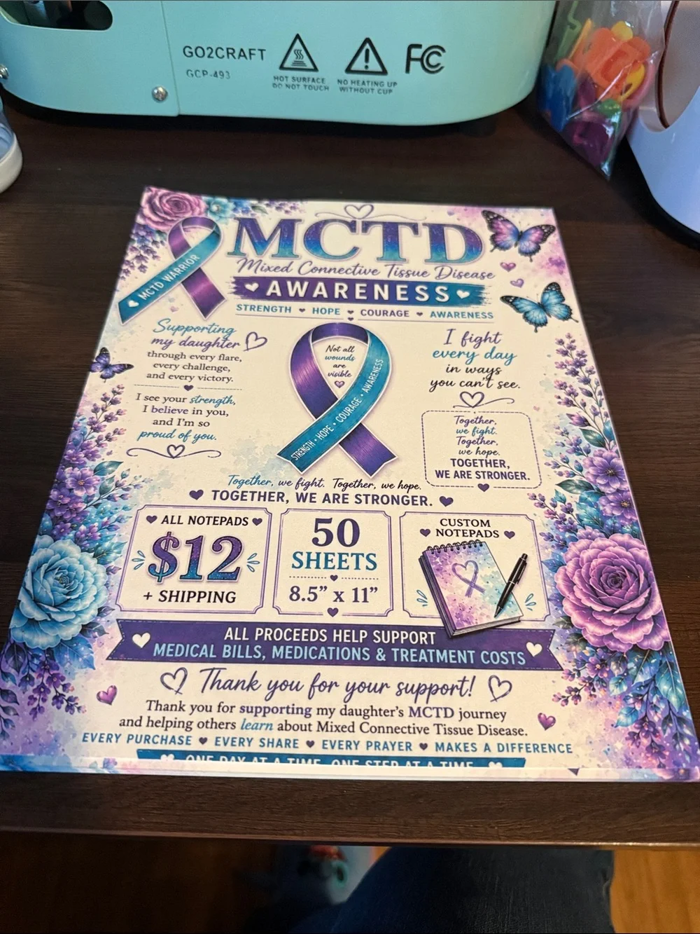 MCTD Awareness Purple Lined Notepad - Advocacy Journal